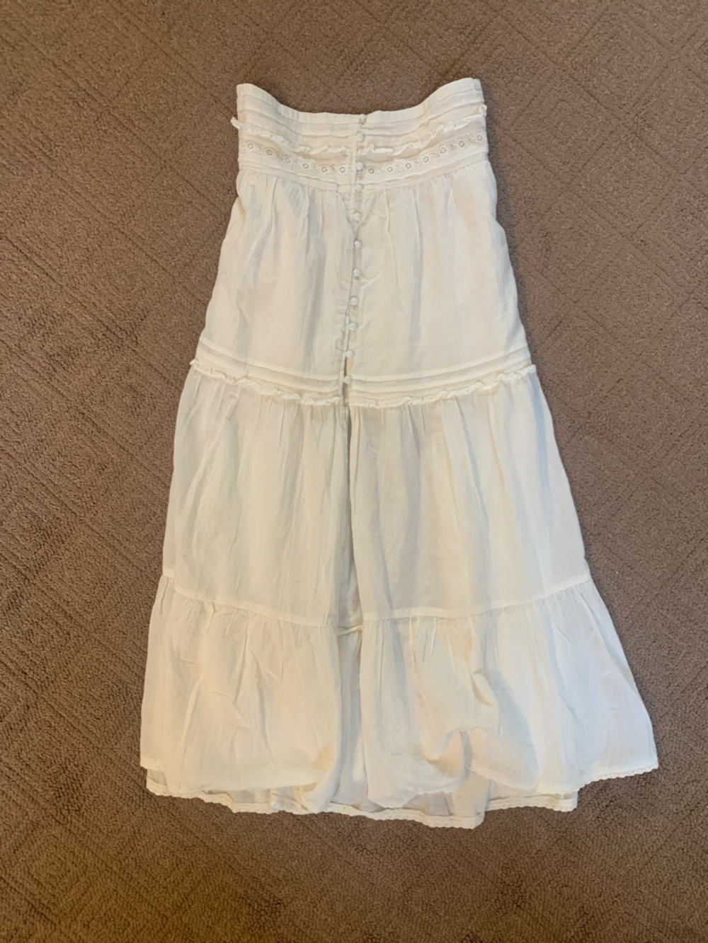 NWT AERIE COTTAGECORE TIERED MAXI SKIRT IVORY LARGE